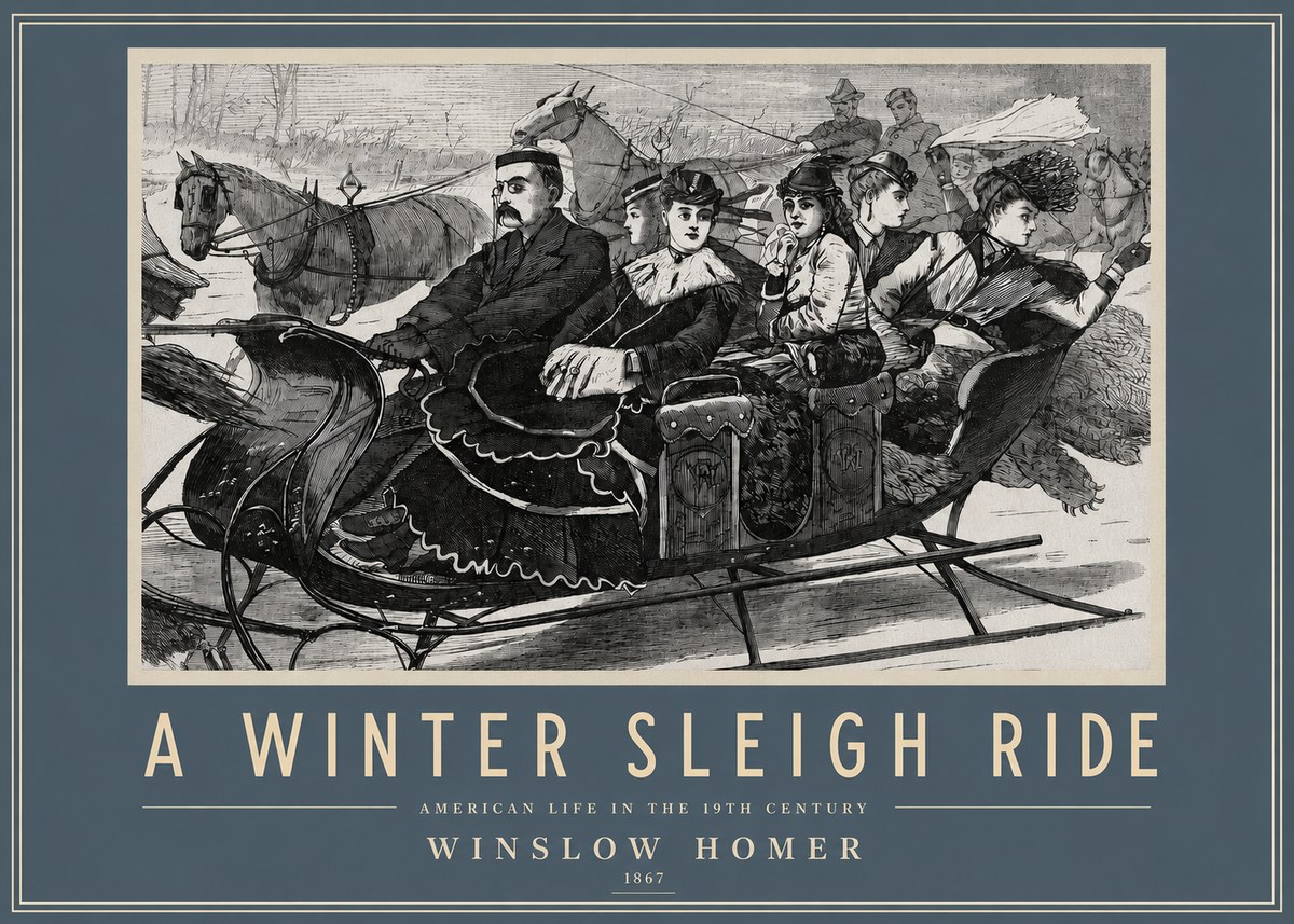 Winslow Homer A Winter Sleigh Ride - American Life in the 19Th Century No3 - Plakat