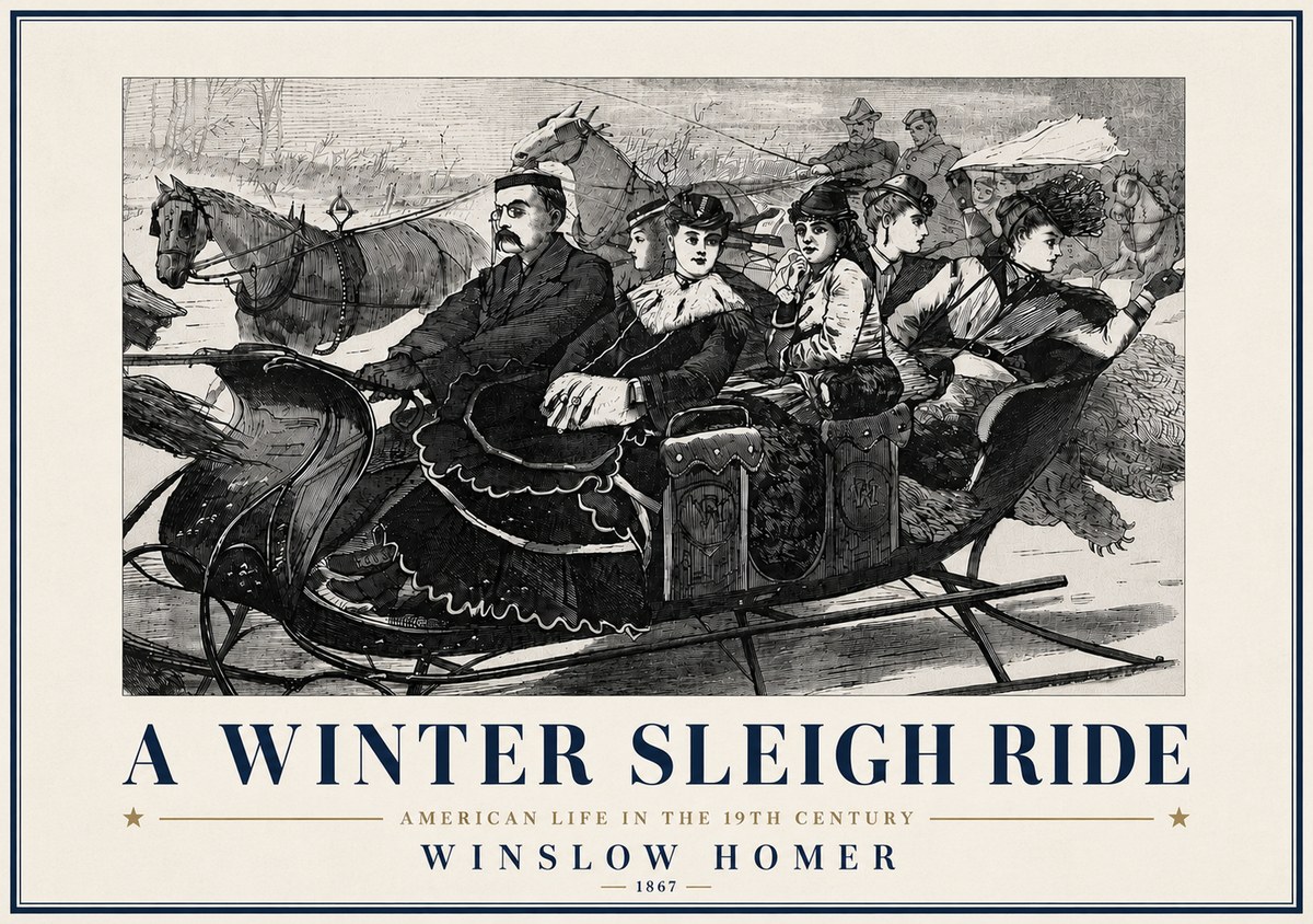 Winslow Homer A Winter Sleigh Ride - American Life in the 19Th Century No6 - Plakat