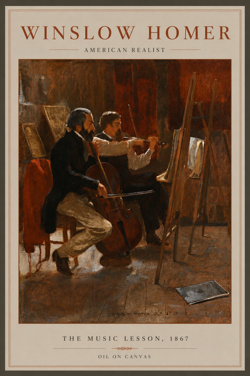 Winslow Homer The Music Lesson, 1867 No6 - Plakat