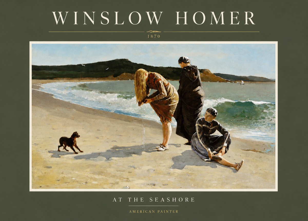 Winslow Homer At the Seashore No3 - Plakat