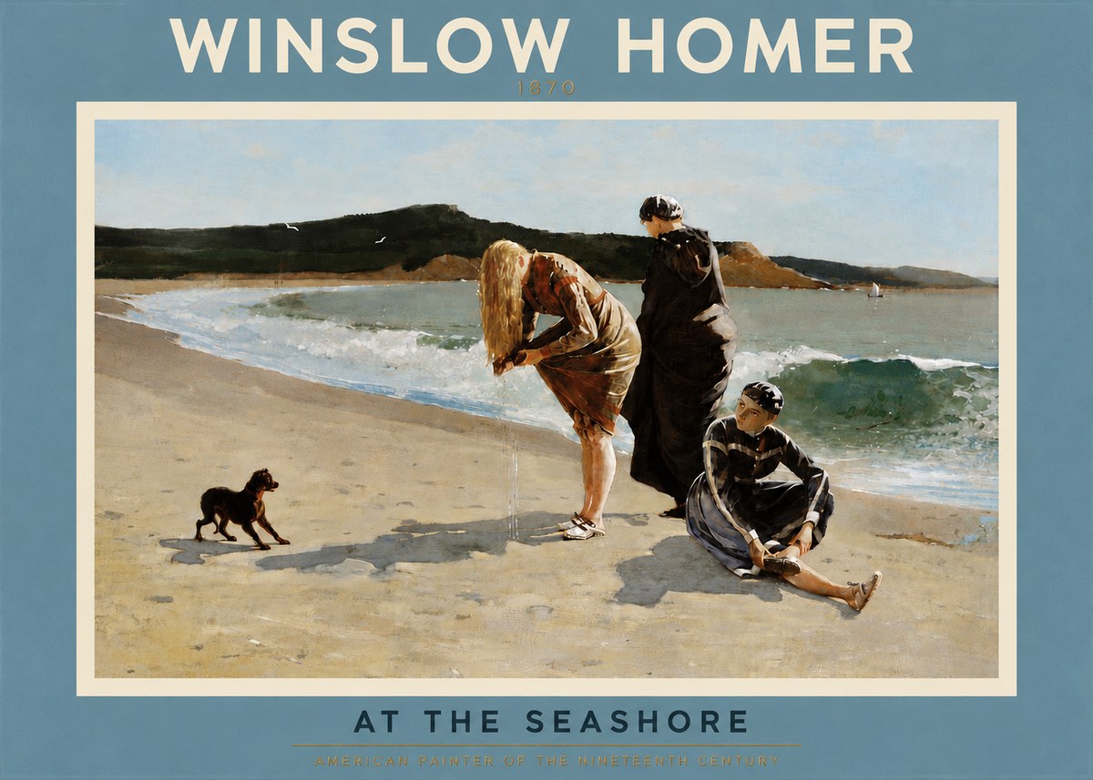 Winslow Homer At the Seashore No5 - Plakat