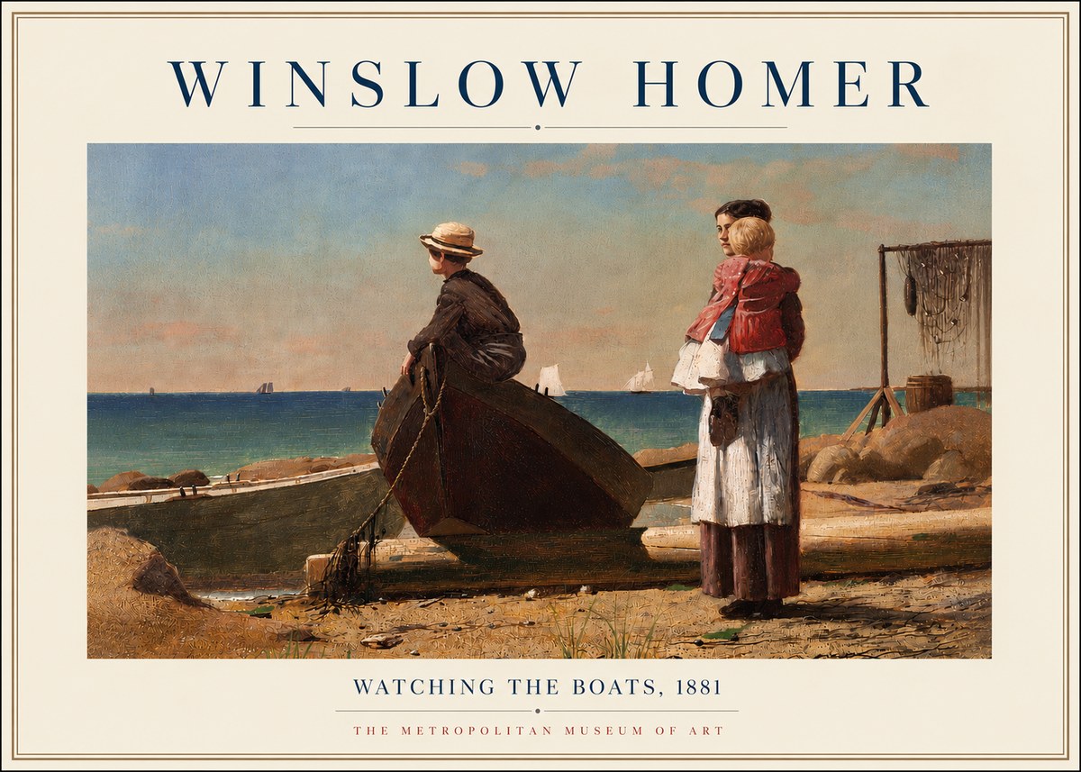 Winslow Homer Watching the Boats, 1881 No5 - Plakat