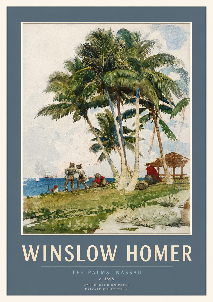 Winslow Homer The Palms, Nassau No3 - Plakat