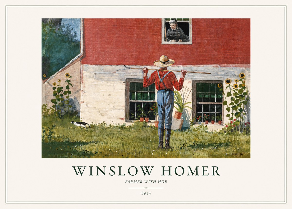 Winslow Homer Farmer with Hoe No1 - Plakat