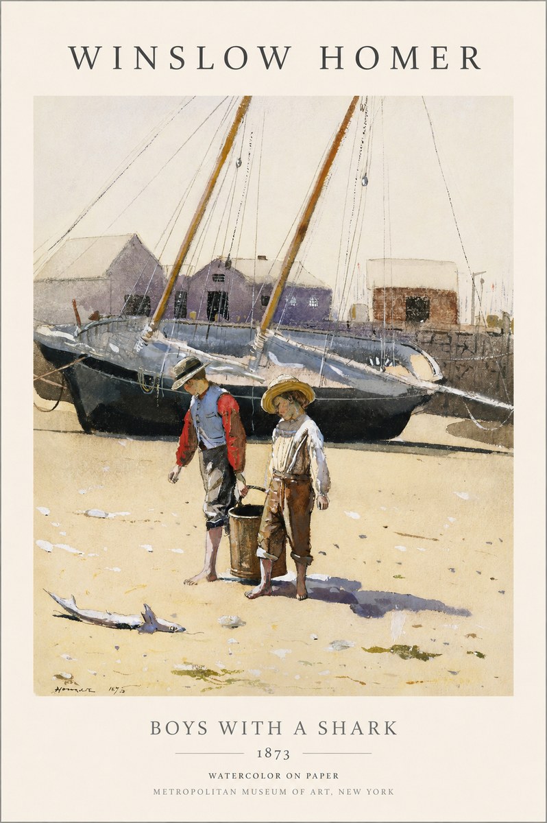 Winslow Homer Boys with a Shark No1 - Plakat