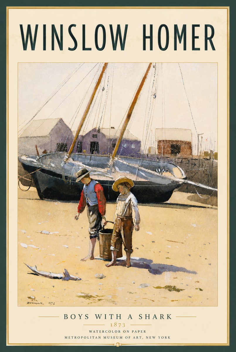 Winslow Homer Boys with a Shark No4 - Plakat