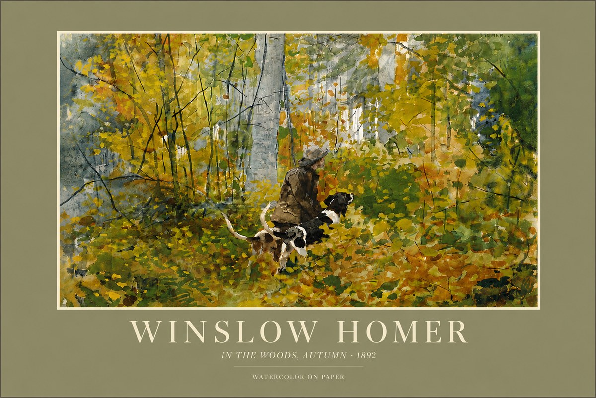 Winslow Homer In the Woods, Autumn No6 - Plakat