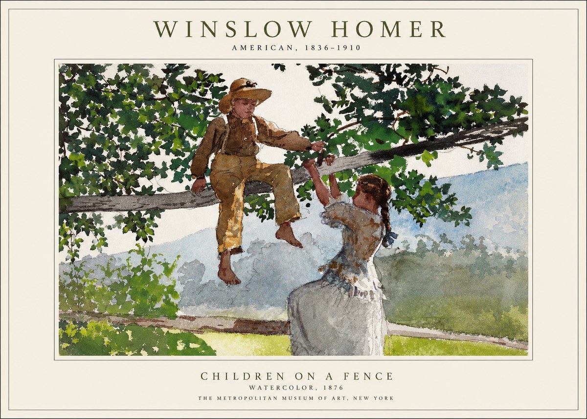 Winslow Homer Children on a Fence No1 - Plakat
