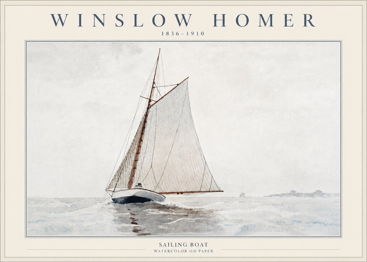 Winslow Homer Sailing Boat No2 - Plakat