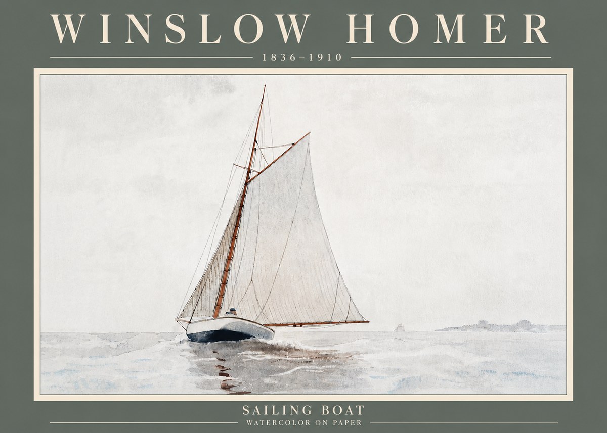 Winslow Homer Sailing Boat No5 - Plakat