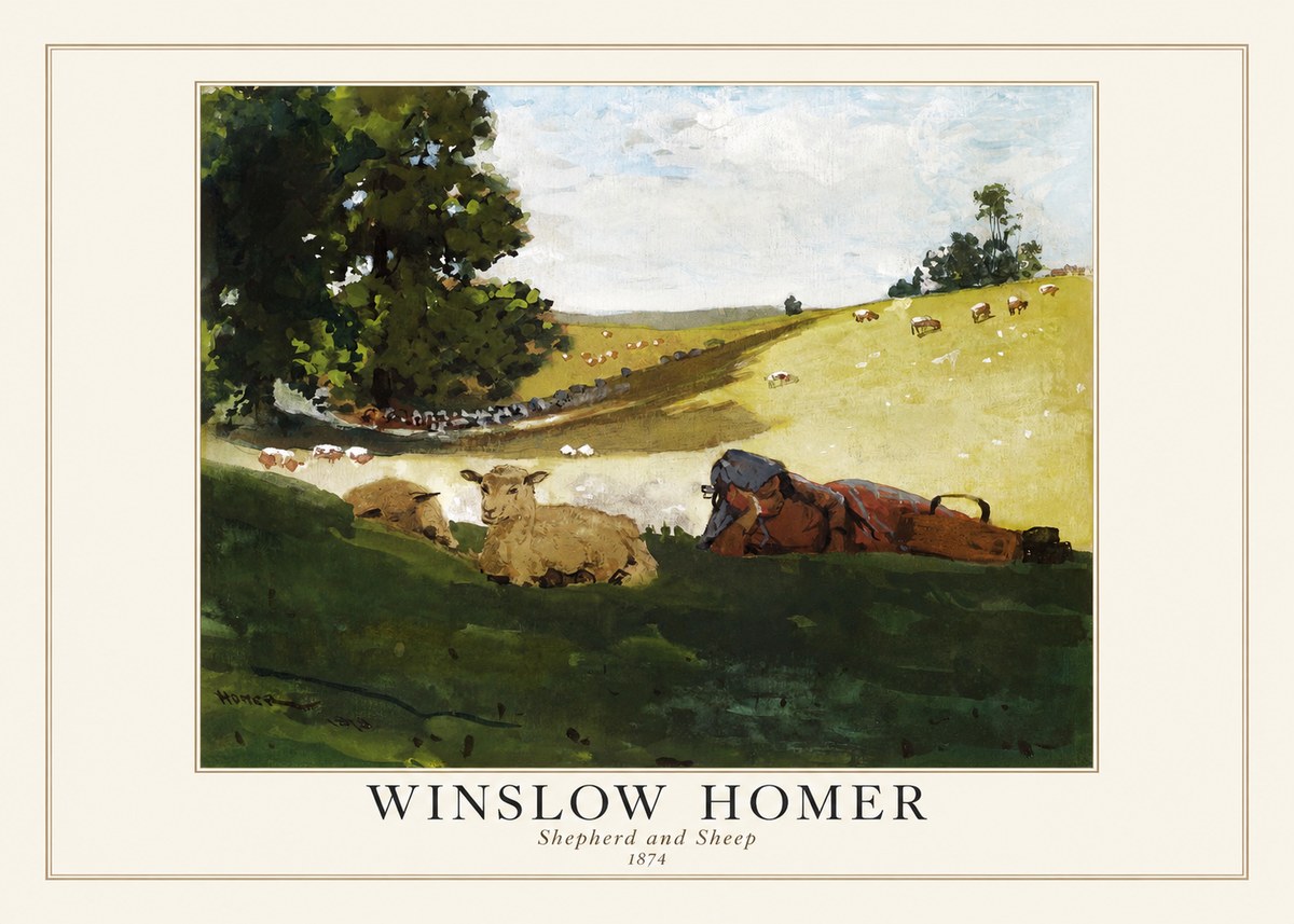 Winslow Homer Shepherd and Sheep No1 - Plakat