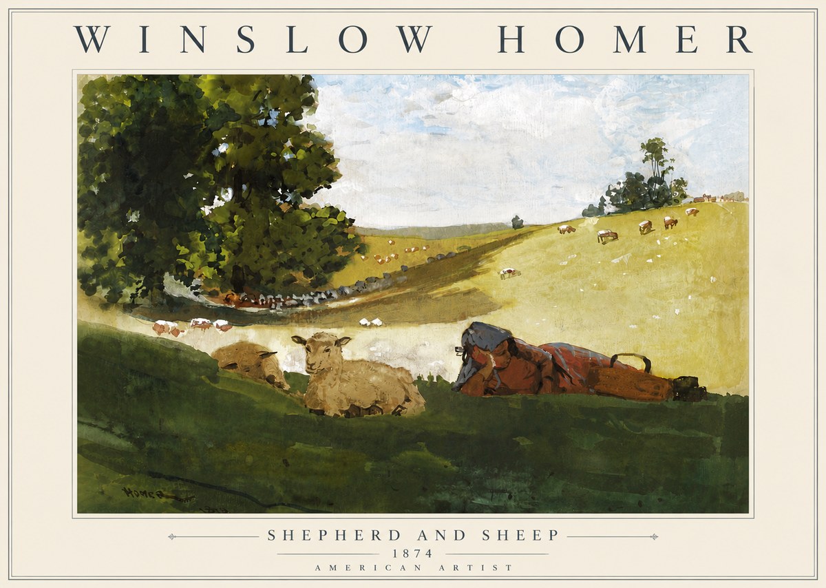 Winslow Homer Shepherd and Sheep No5 - Plakat