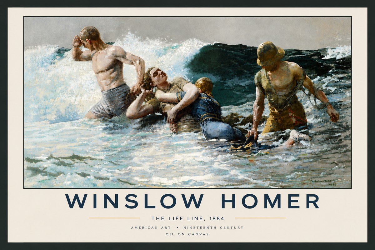 Winslow Homer The Life Line No6 - Plakat