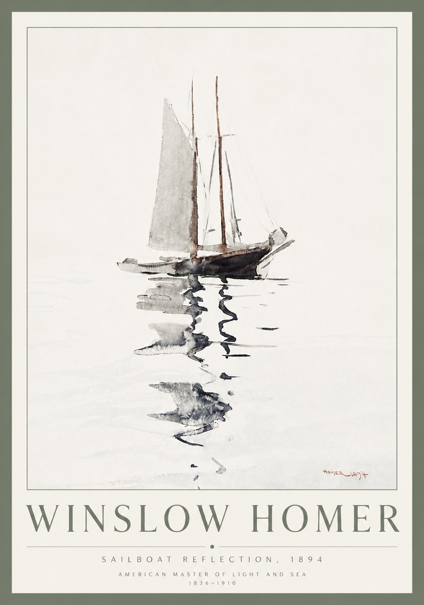 Winslow Homer Sailboat Reflection, 1894 No3 - Plakat