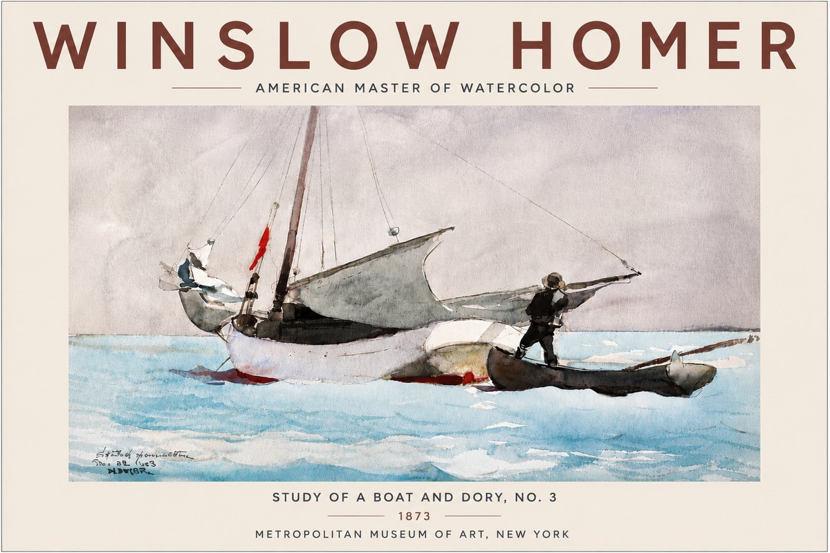 Winslow Homer Study of a Boat and Dory Watercolor, No. 3 No6 - Plakat