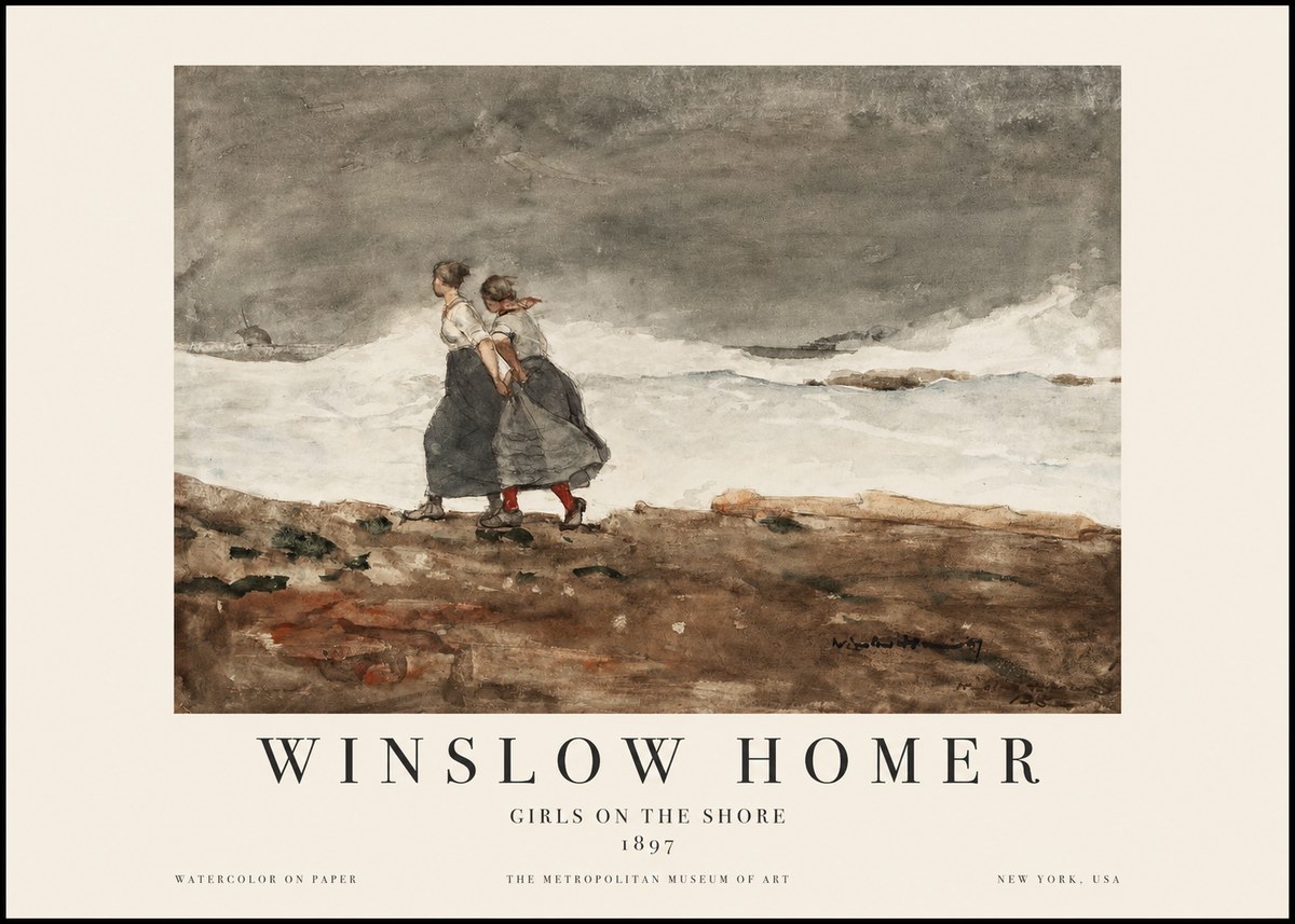 Winslow Homer Girls on the Shore No1 - Plakat