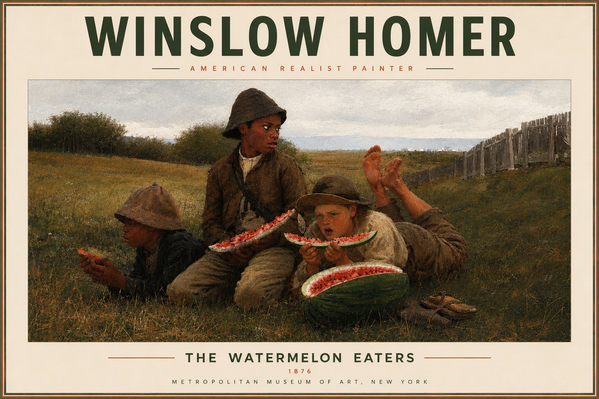 Winslow Homer The Watermelon Eaters No5 - Plakat