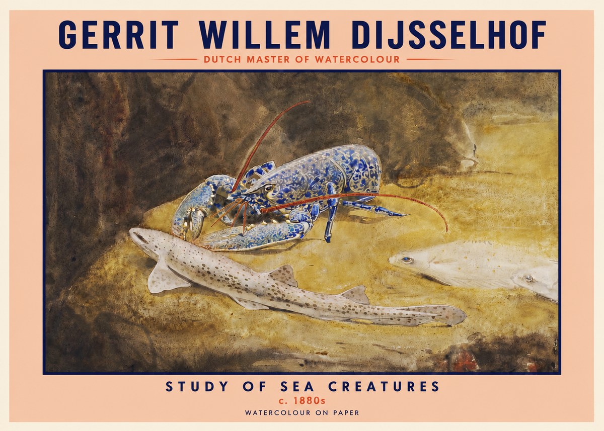Gerrit Willem Dijsselhof Study of Sea Creatures No2 - Plakat
