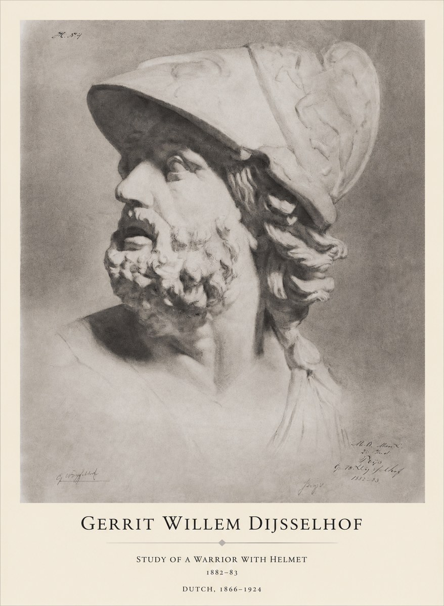 Gerrit Willem Dijsselhof Study of a Warrior with Helmet No1 - Plakat