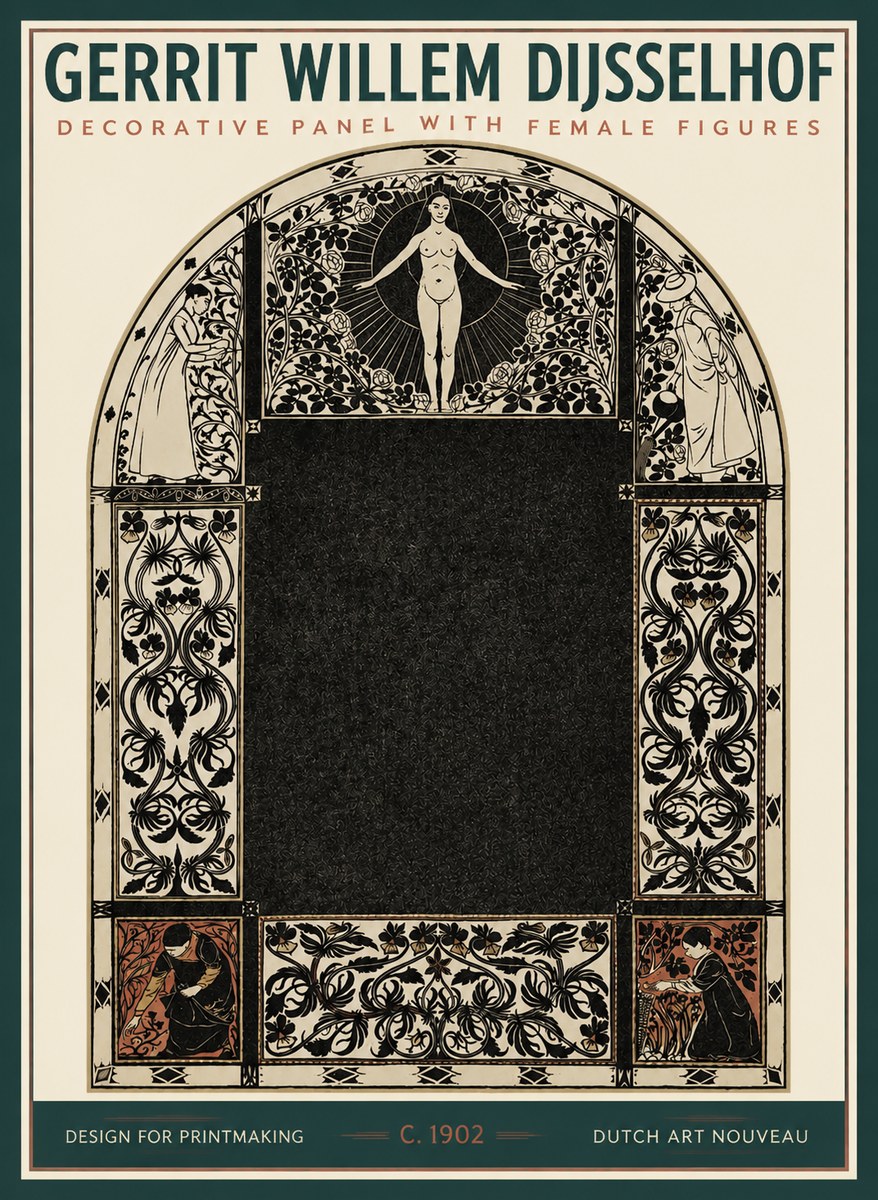 Gerrit Willem Dijsselhof Ornamental Composition with Figures No3 - Plakat