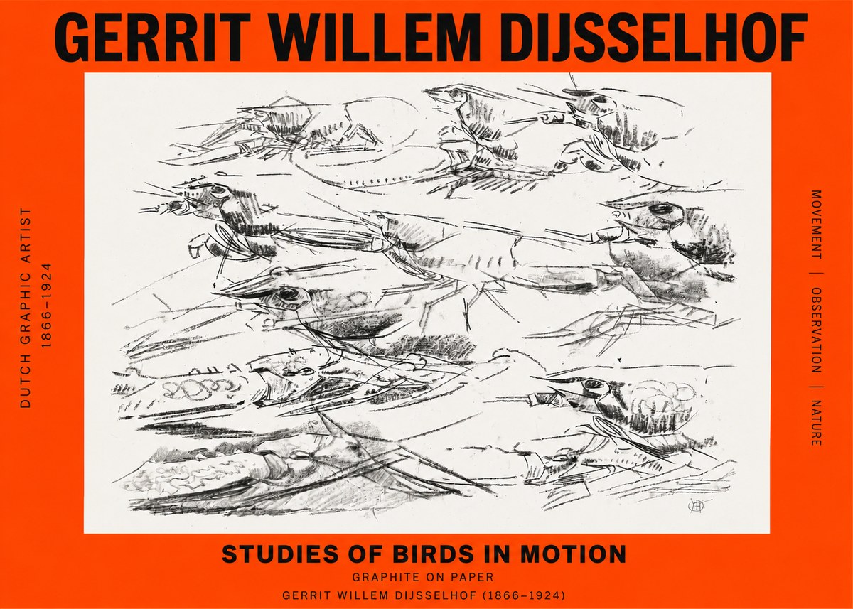 Gerrit Willem Dijsselhof Studies of Birds in Motion No2 - Plakat