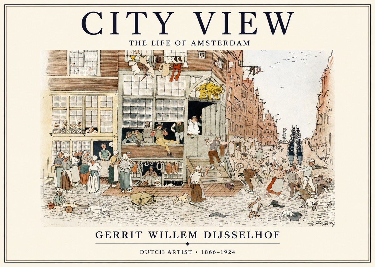 Gerrit Willem Dijsselhof Street Scene in Amsterdam No2 - Plakat