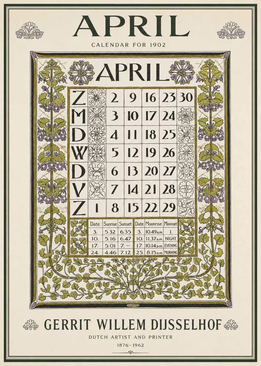 Gerrit Willem Dijsselhof April No3 - Plakat