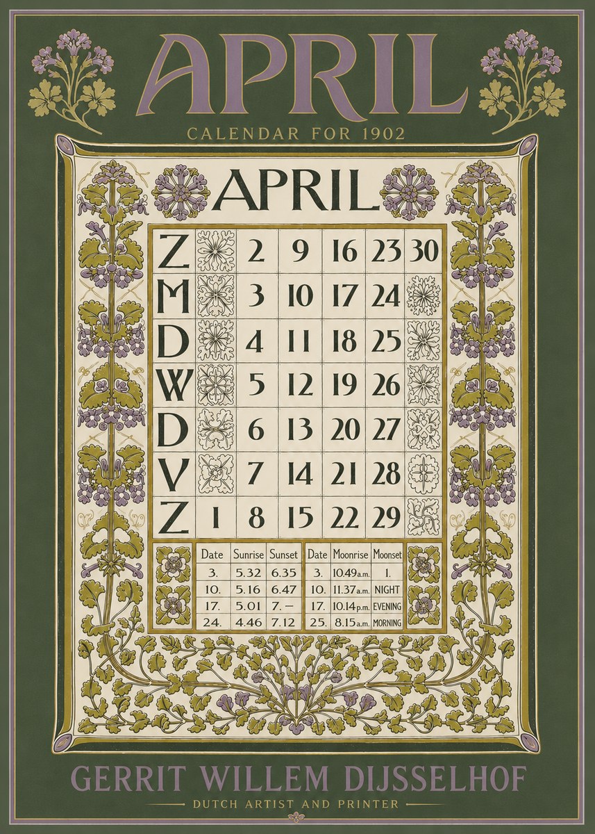 Gerrit Willem Dijsselhof April No5 - Plakat
