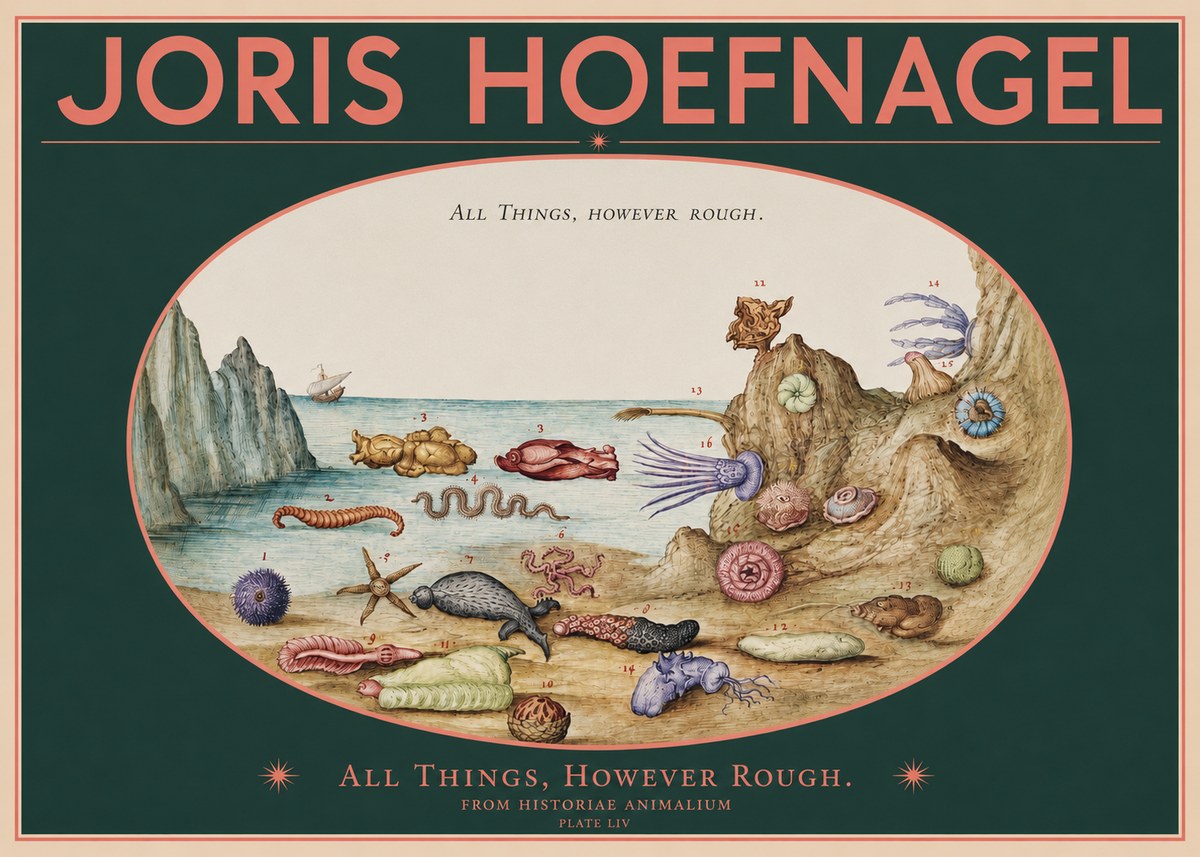 Joris Hoefnagel Totvs Echinvs Asper. Plate Liv No3 - Plakat
