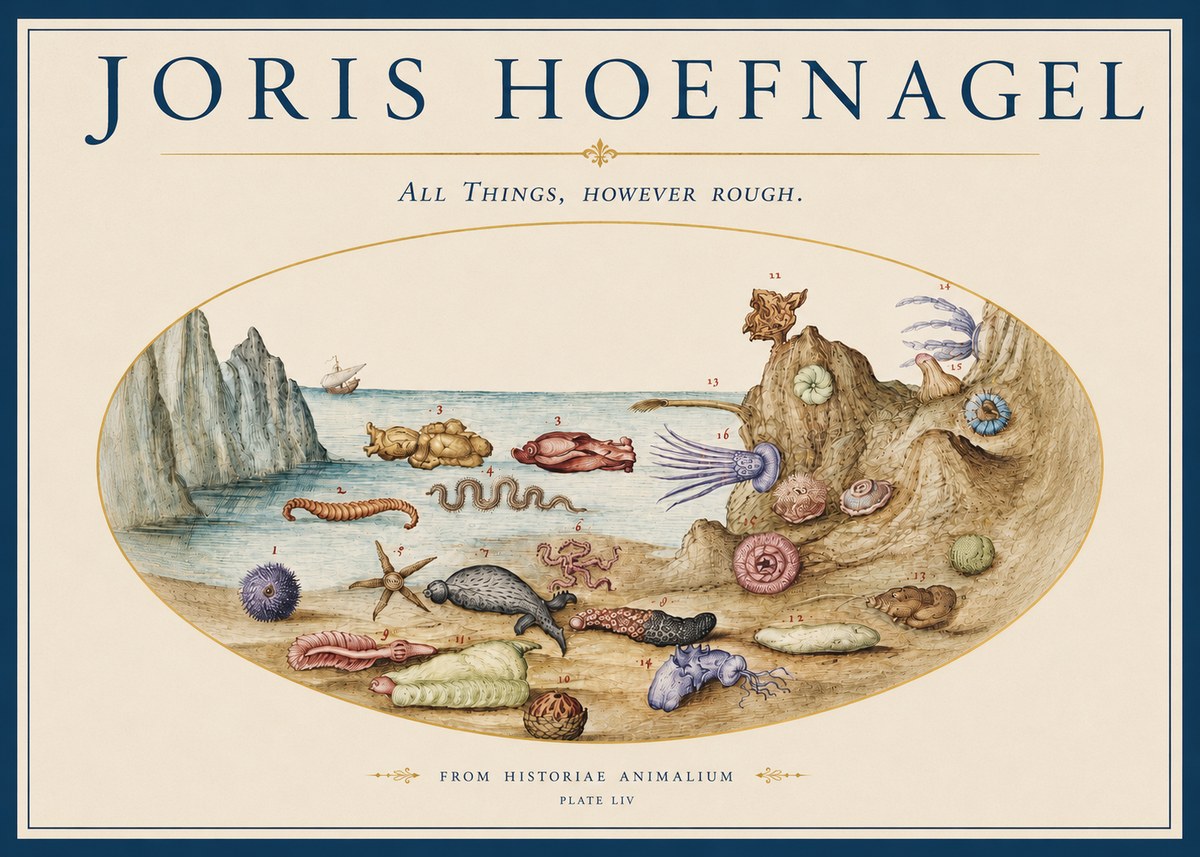 Joris Hoefnagel Totvs Echinvs Asper. Plate Liv No4 - Plakat