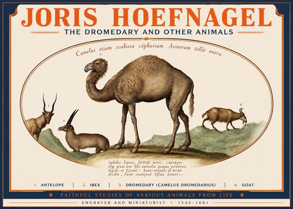 Joris Hoefnagel The Dromedary and Other Animals from Studies of Nature No4 - Plakat