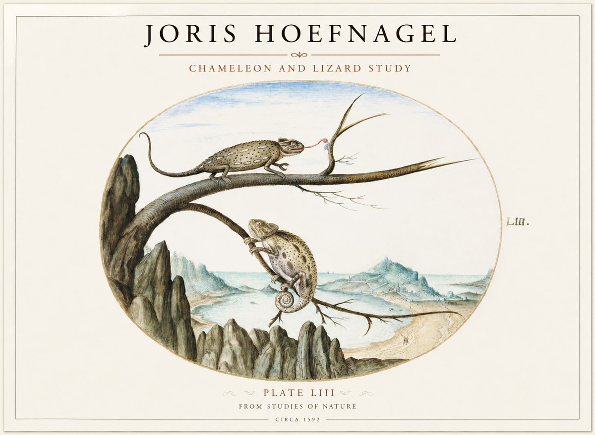 Joris Hoefnagel Chameleon and Lizard No2 - Plakat