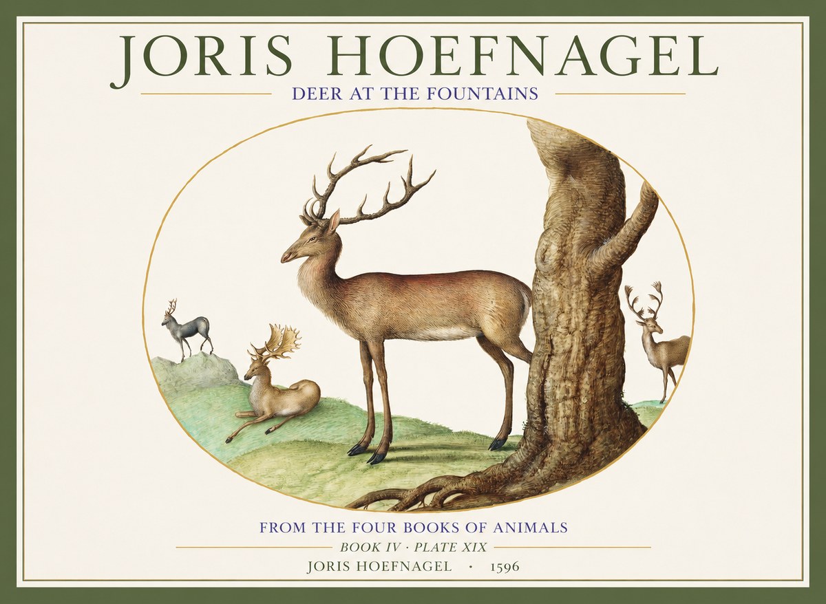 Joris Hoefnagel Deer at the Fountains No1 - Plakat