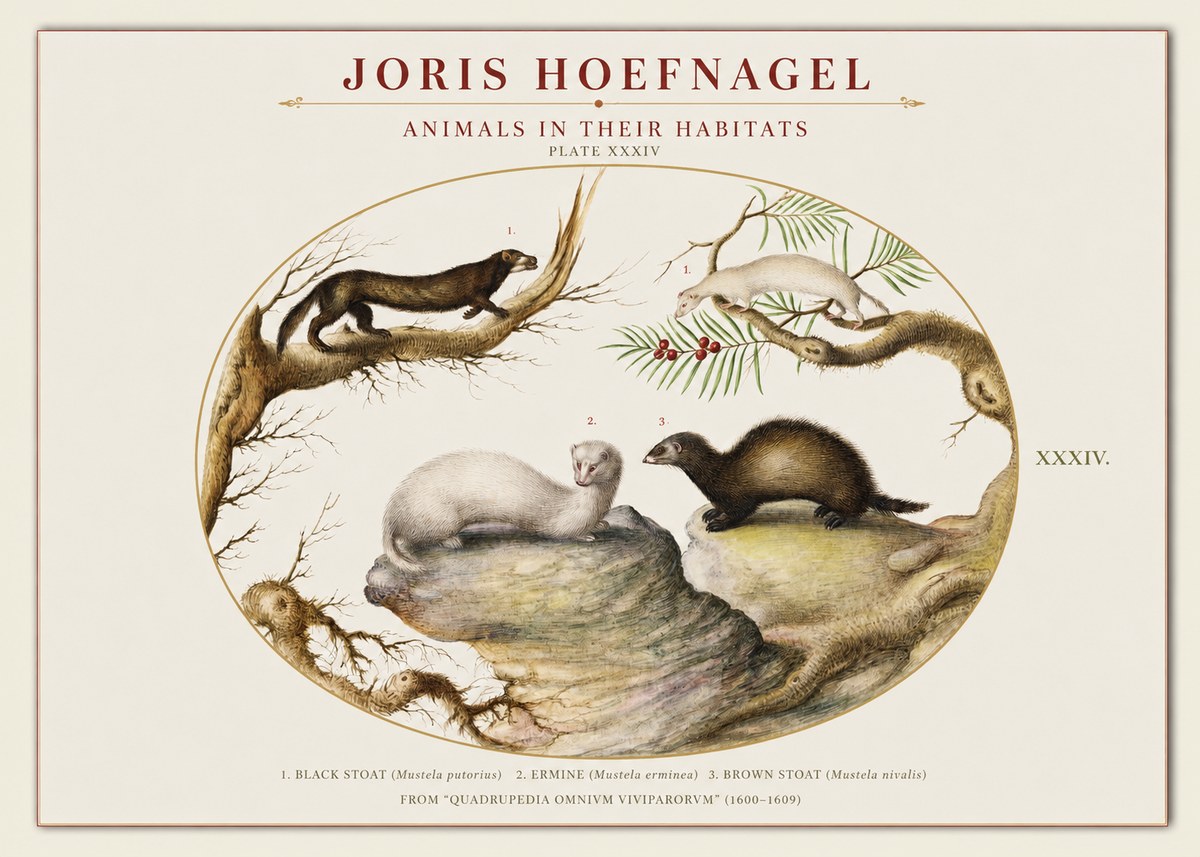 Joris Hoefnagel Animals in Their Habitats Plate Xxxiv No1 - Plakat