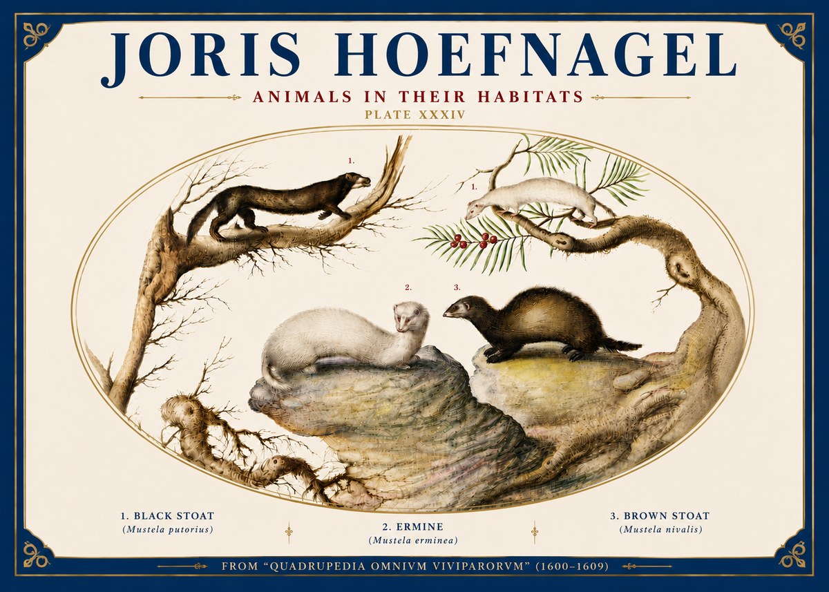 Joris Hoefnagel Animals in Their Habitats Plate Xxxiv No6 - Plakat