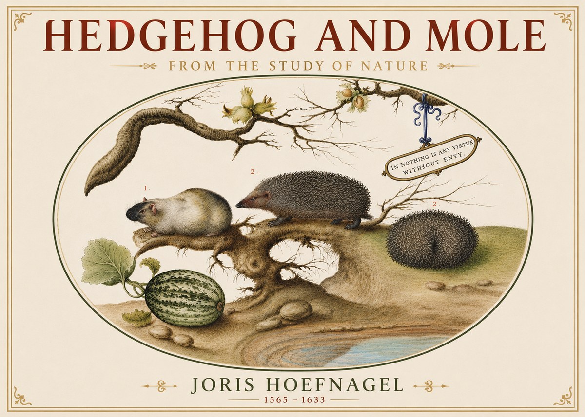 Joris Hoefnagel Hedgehog and Mole No5 - Plakat