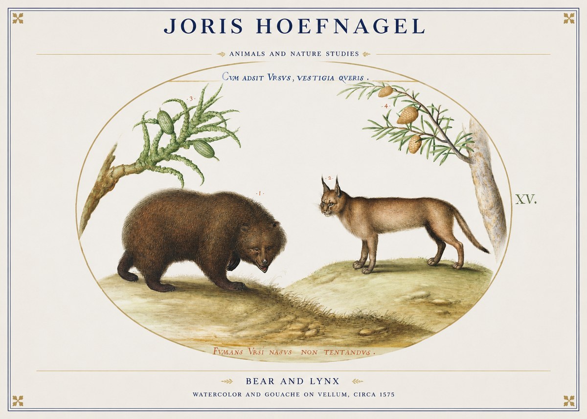 Joris Hoefnagel Bear and Lynx No1 - Plakat