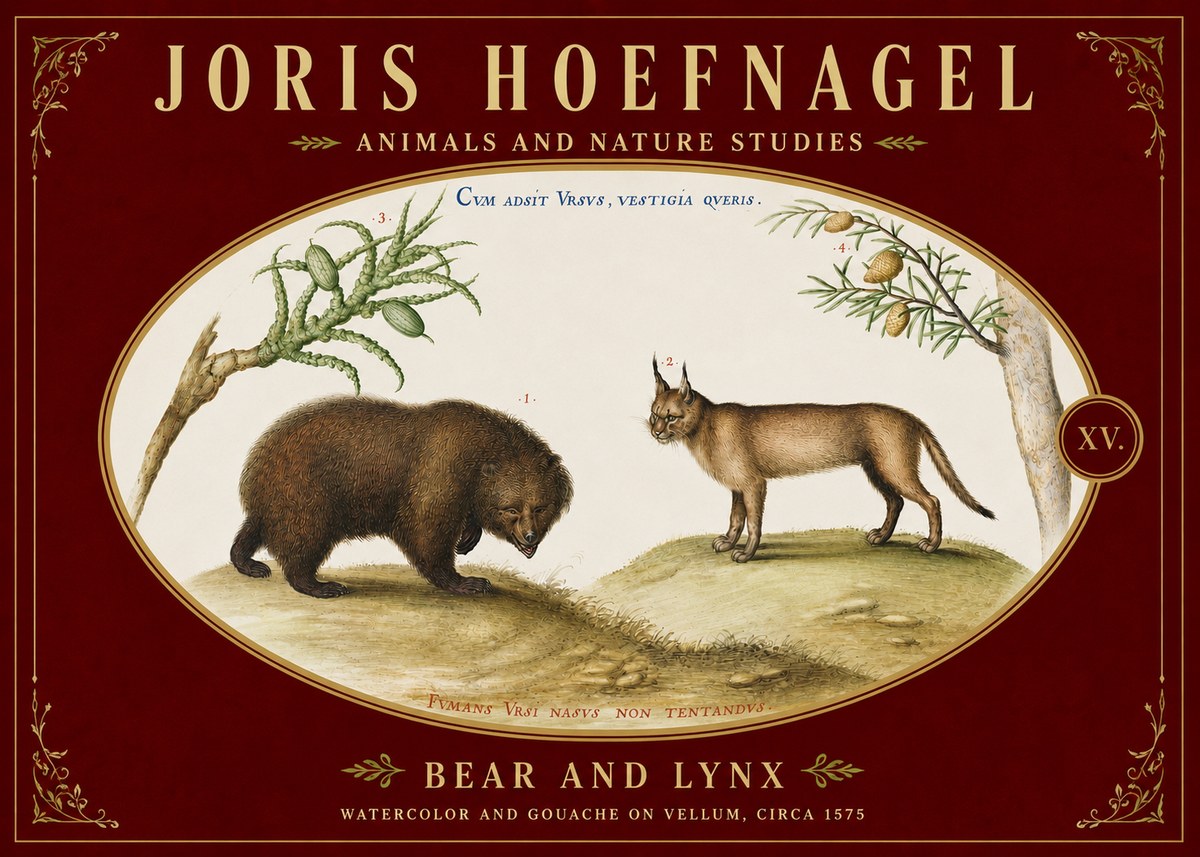 Joris Hoefnagel Bear and Lynx No5 - Plakat
