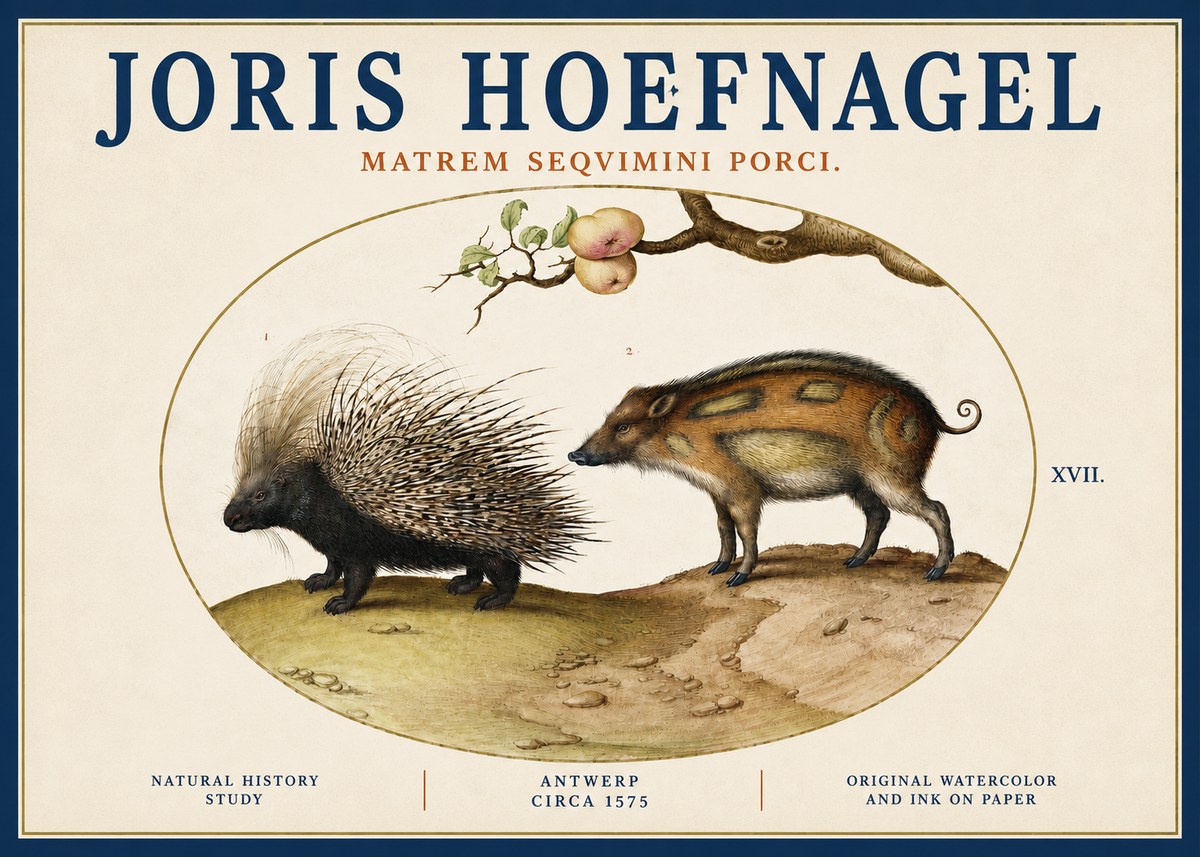 Joris Hoefnagel Matrem Seqvimini Porci. No3 - Plakat