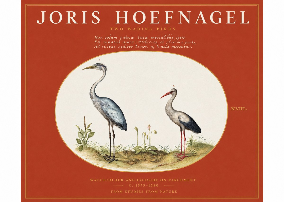 Joris Hoefnagel Study of Two Cranes No3 - Plakat