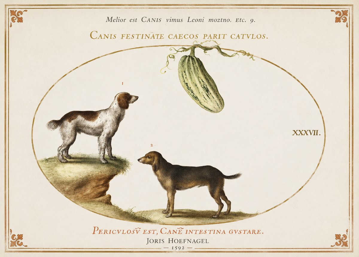 Joris Hoefnagel Canis Festinas Caecos Parit Catulos No3 - Plakat