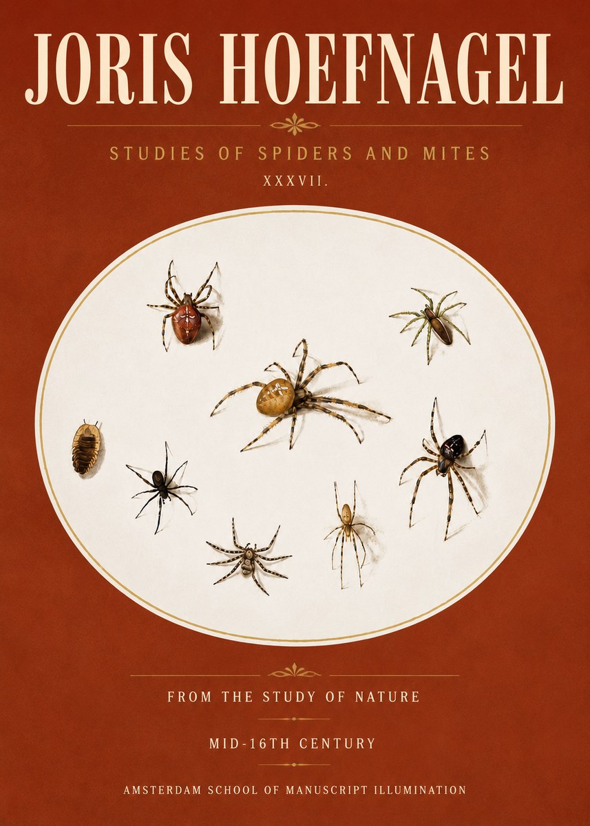 Joris Hoefnagel Study of Spiders and Mites - Plate Xxxvii. No6 - Plakat