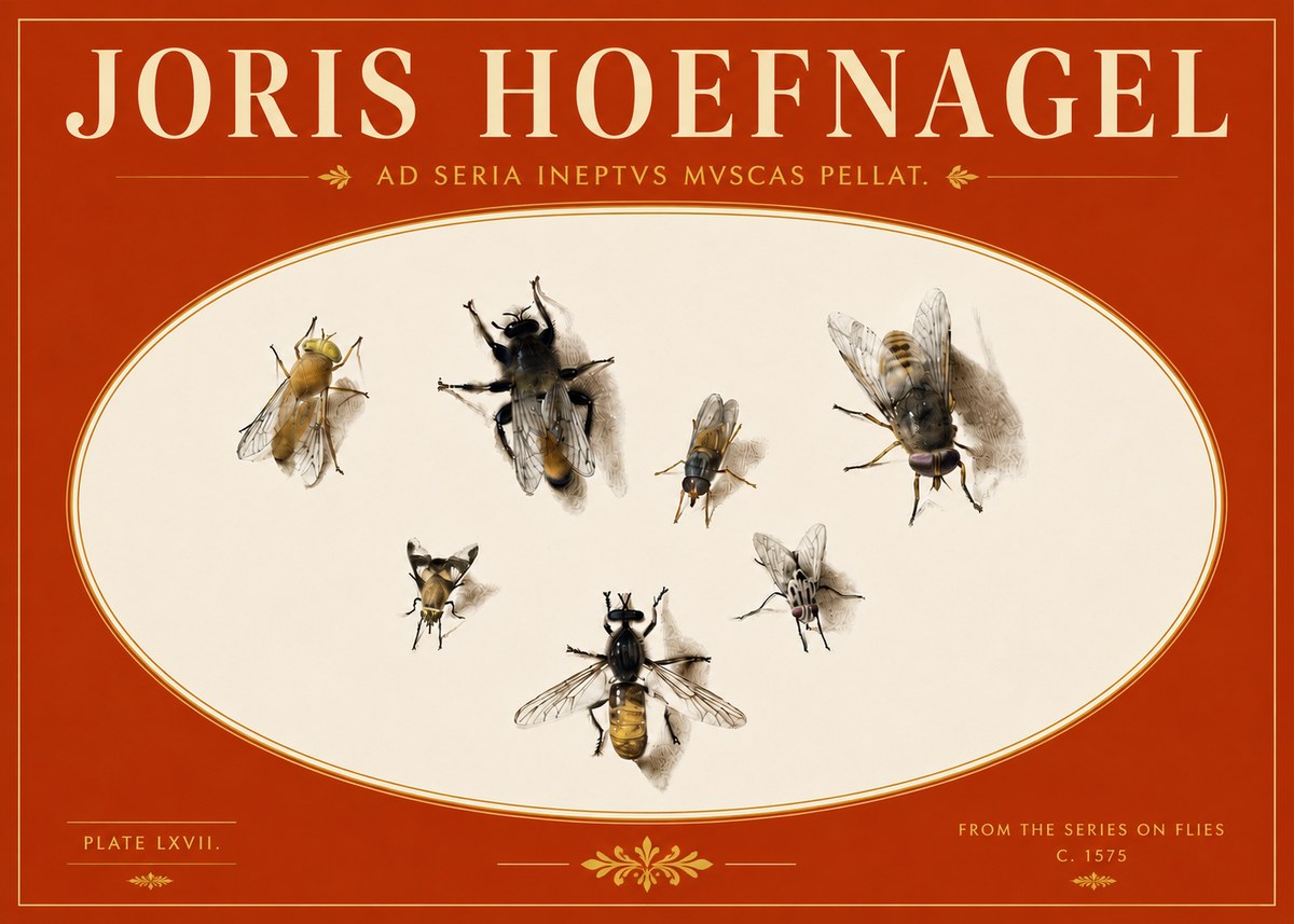 Joris Hoefnagel From the Series on Flies - Plate Lxvii. No5 - Plakat
