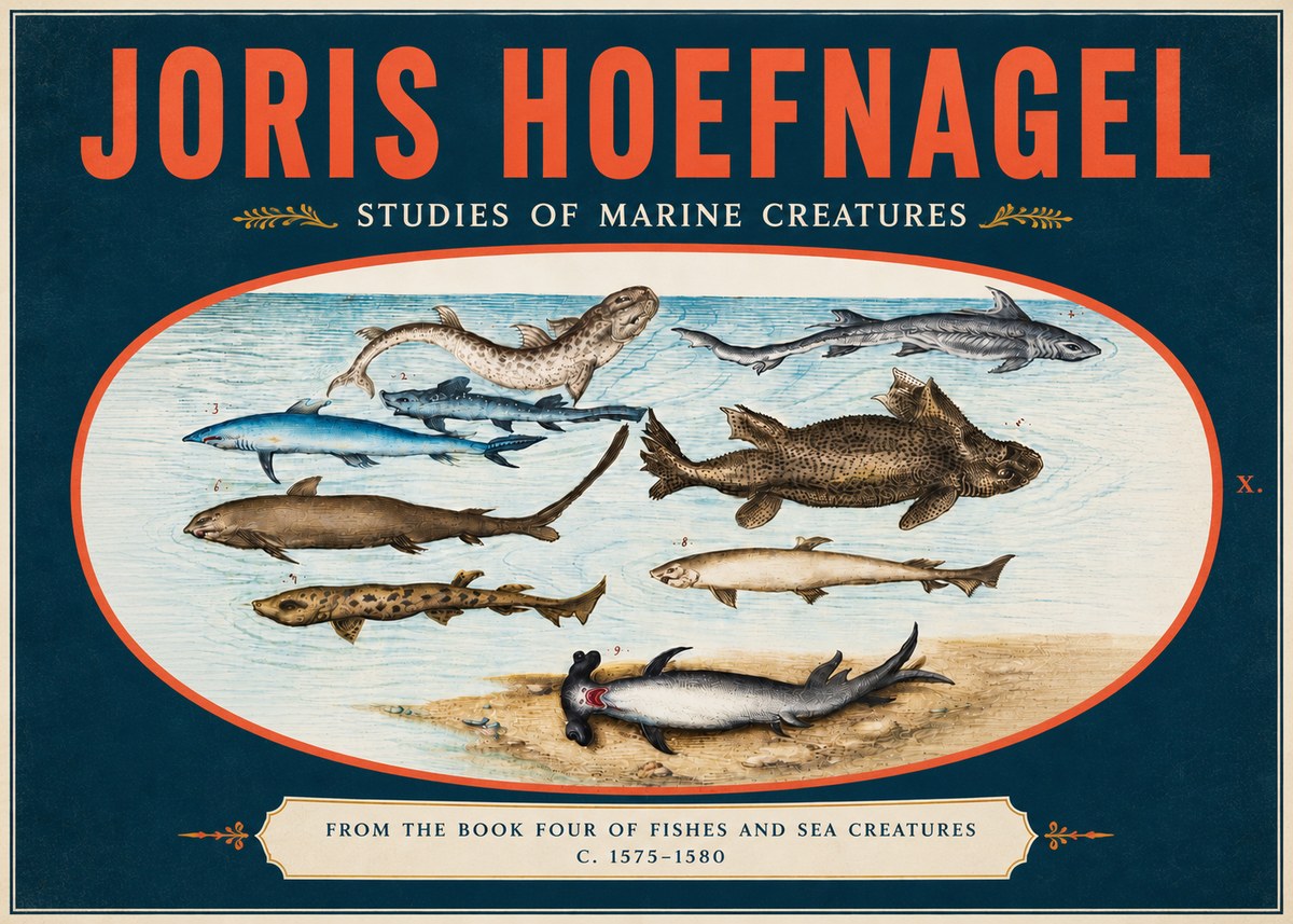 Joris Hoefnagel Studies of Marine Creatures No5 - Plakat