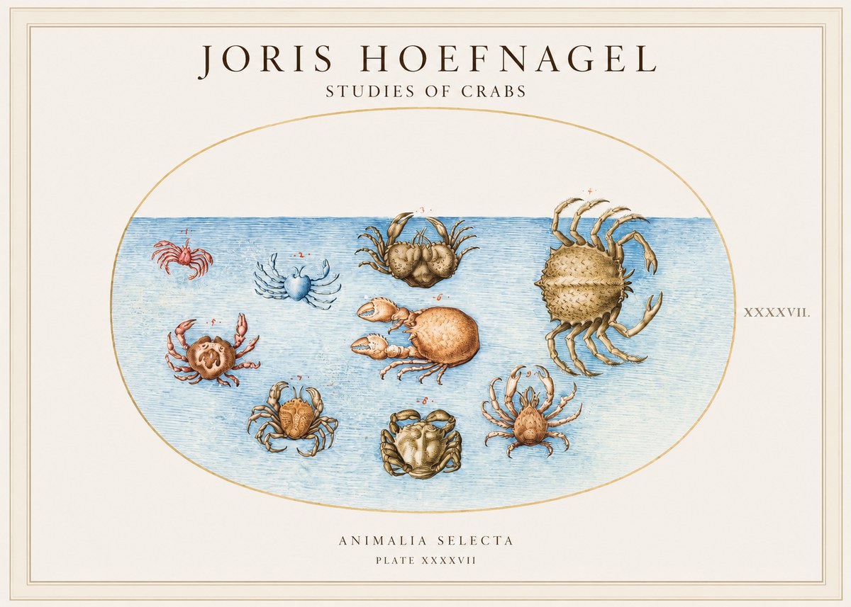 Joris Hoefnagel Studies of Crabs No1 - Plakat