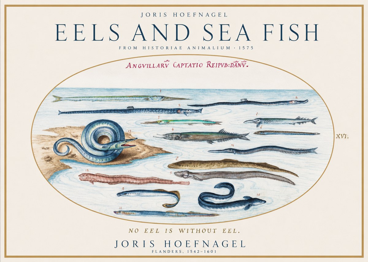 Joris Hoefnagel Eels and Sea Fish No1 - Plakat