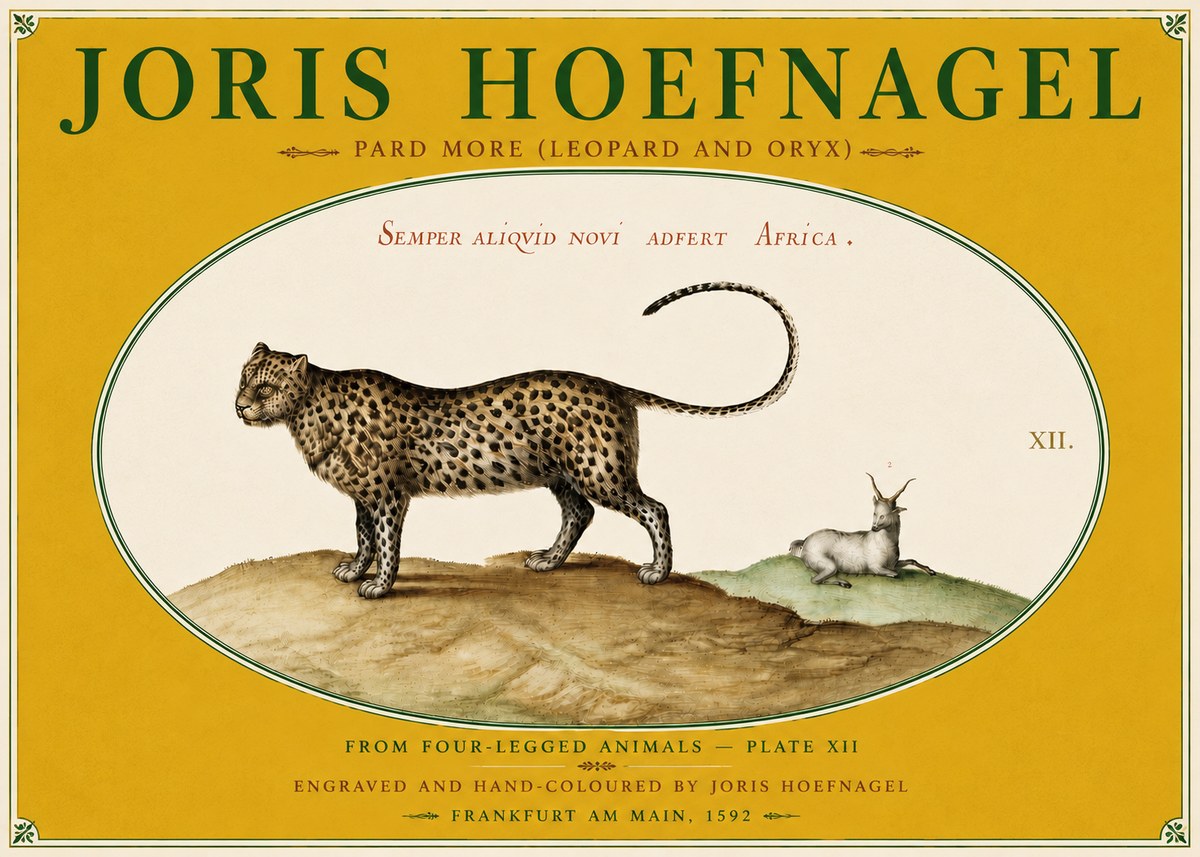 Joris Hoefnagel Pard More (Leopard and Oryx) No6 - Plakat