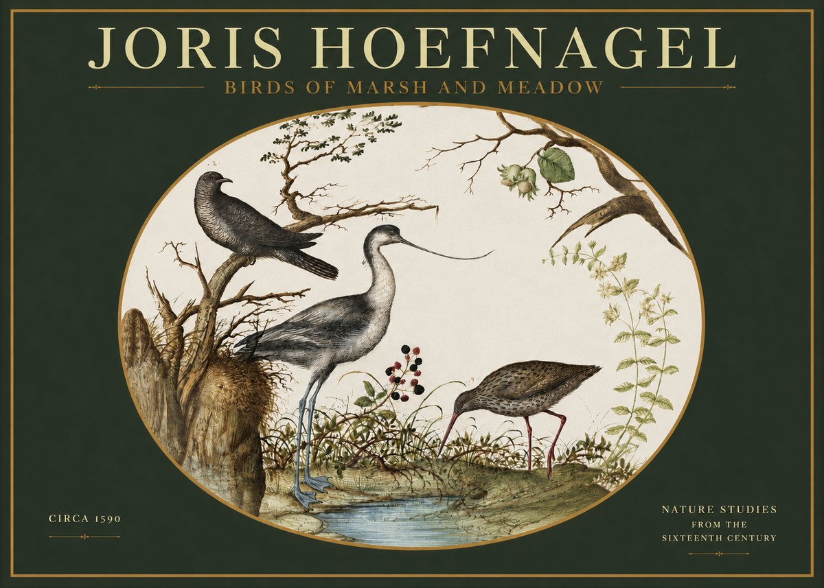Joris Hoefnagel Birds of Marsh and Meadow No2 - Plakat