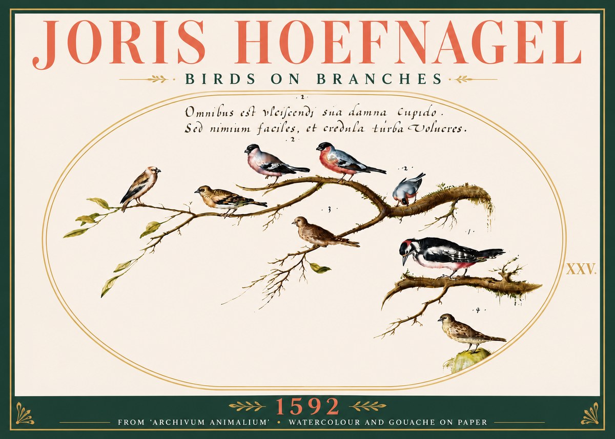 Joris Hoefnagel Birds on Branches No6 - Plakat