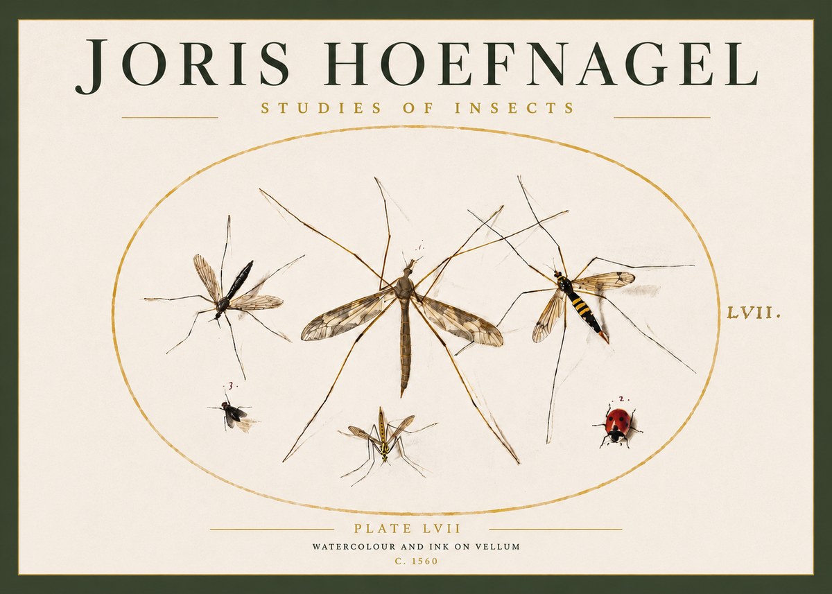 Joris Hoefnagel Studies of Insects II No3 - Plakat